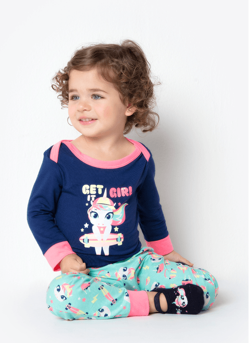 Pijama Manga Longa Bebê Viscolycra Unicórnio Skate