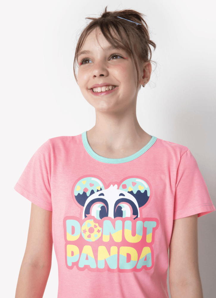 Pijama-Manga-Curta-Algodao-Menina-Teens-Panda-Donuts