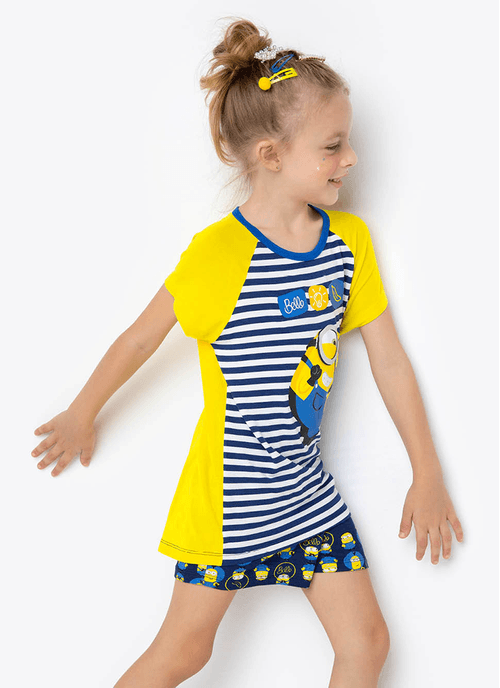 Pijama Manga Curta Viscolycra Infantil Minions