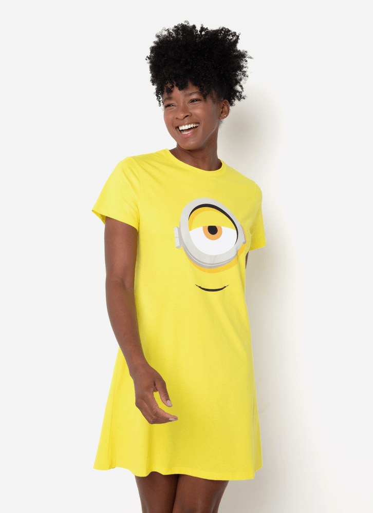 Camisola-Manga-Curta-Algodao-Feminina-Minions