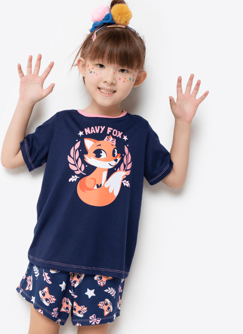 Pijama Manga Curta Viscolycra Menina Raposa