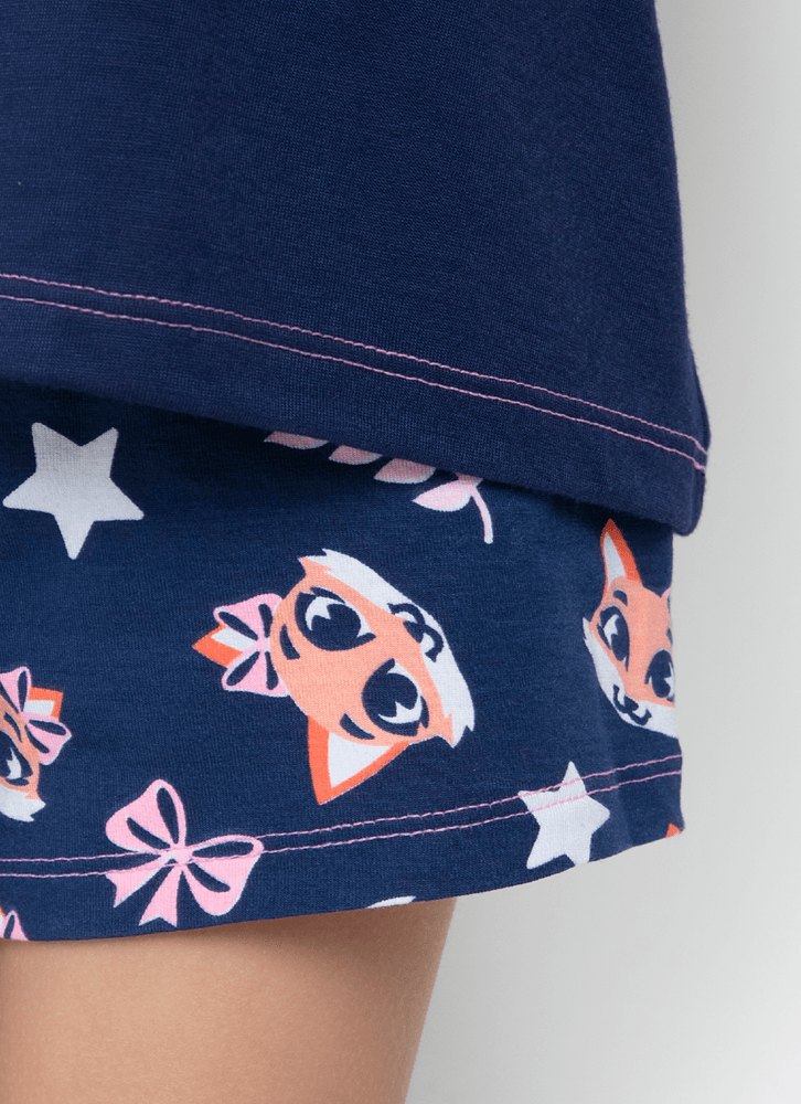 Pijama-Manga-Curta-Viscolycra-Menina-Raposa