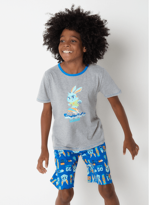 Pijama Manga Curta Algodão Menino Teen Coelho Radical