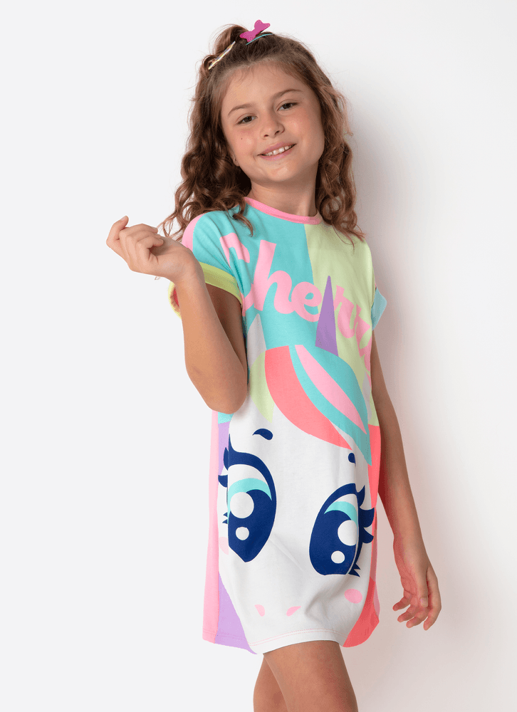 Camisola-Manga-Curta-Viscolycra-Menina-Teen-Unicornio-Cherry