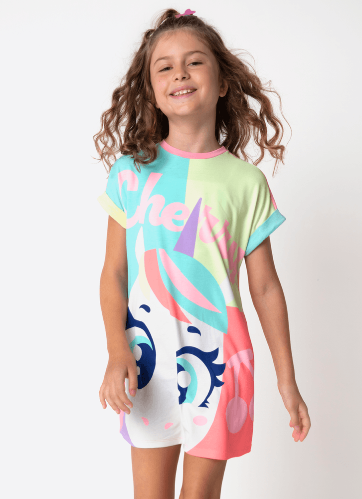 Camisola-Manga-Curta-Viscolycra-Menina-Teen-Unicornio-Cherry