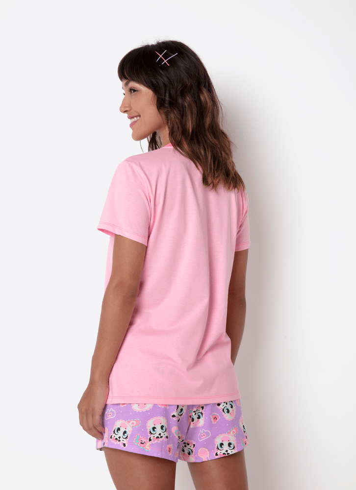 Pijama-Manga-Curta-Algodao-Feminino-Vaca-Patches