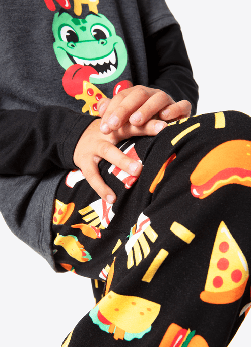 Pijama Manga Longa Menino Teen Viscolycra Premium Dino Food