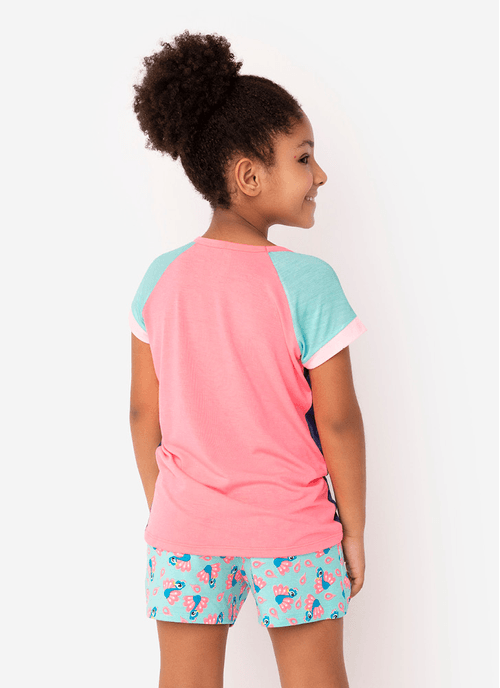Pijama Manga Curta Viscolycra Menina Pavão