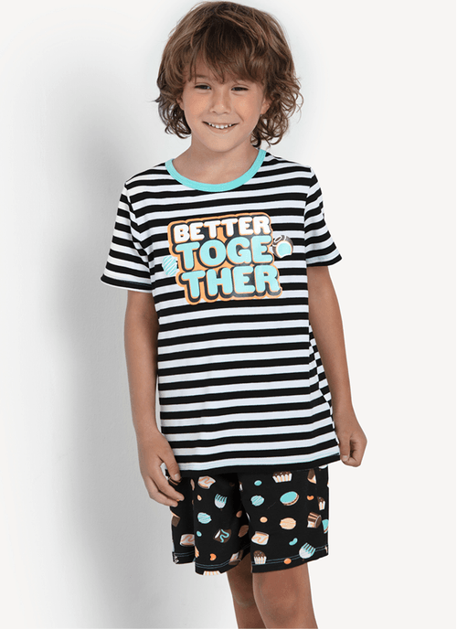 Pijama Manga Curta Menino Teen Viscolycra Better Together