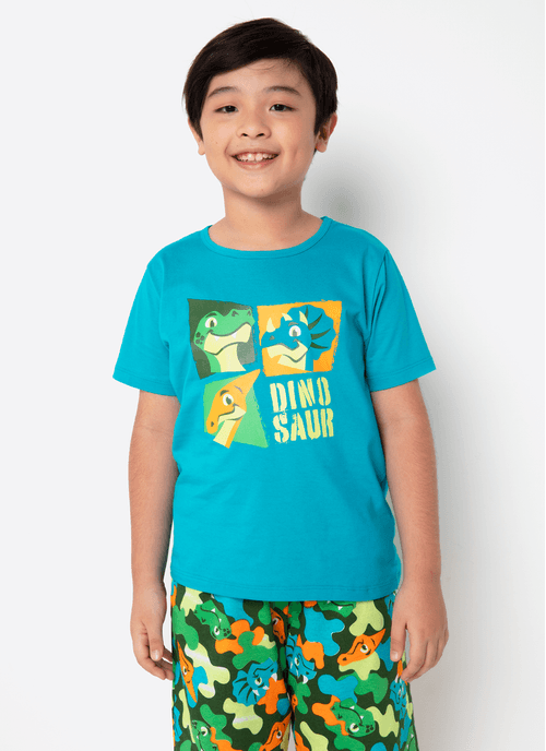 Pijama Manga Curta Algodão Menino Teen Dino Trio