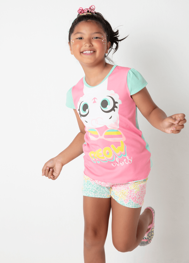 Pijama-Manga-Curta-Menina-Viscolycra-Gata-Meow