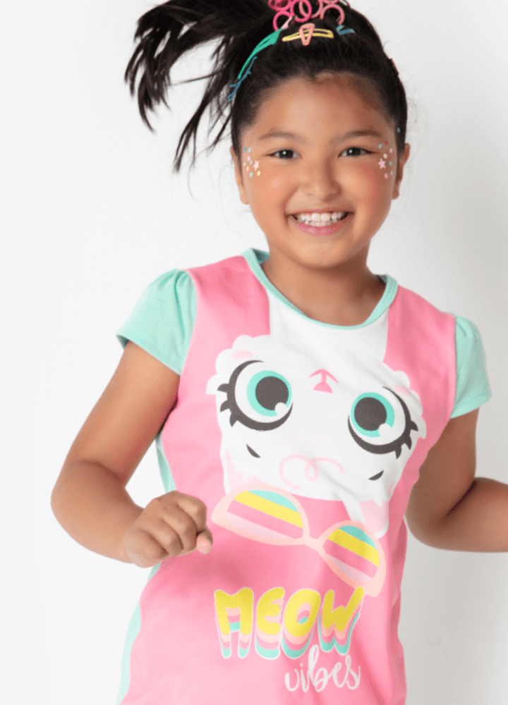 Pijama-Manga-Curta-Menina-Viscolycra-Gata-Meow