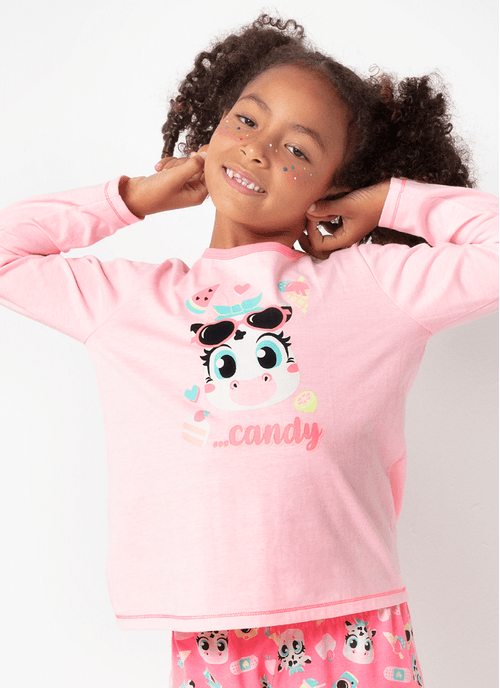 Pijama Manga Longa Menina Vaca