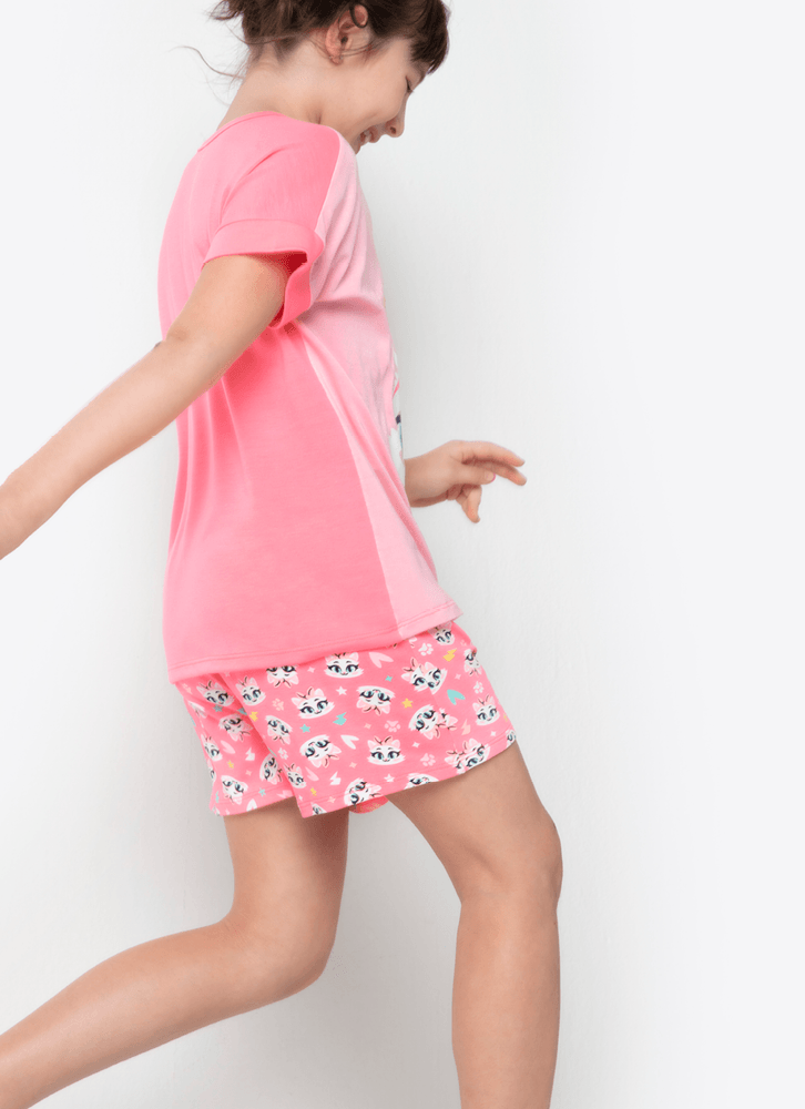 Pijama-Manga-Curta-Menina-Gata-Power