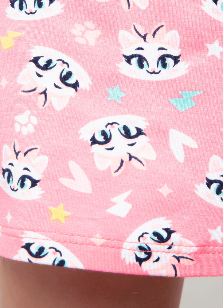 Pijama-Manga-Curta-Menina-Gata-Power