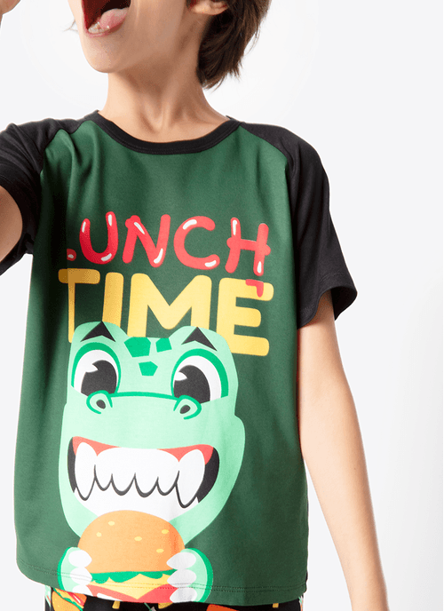 Pijama Manga Curta Menino Viscolycra Dino Food