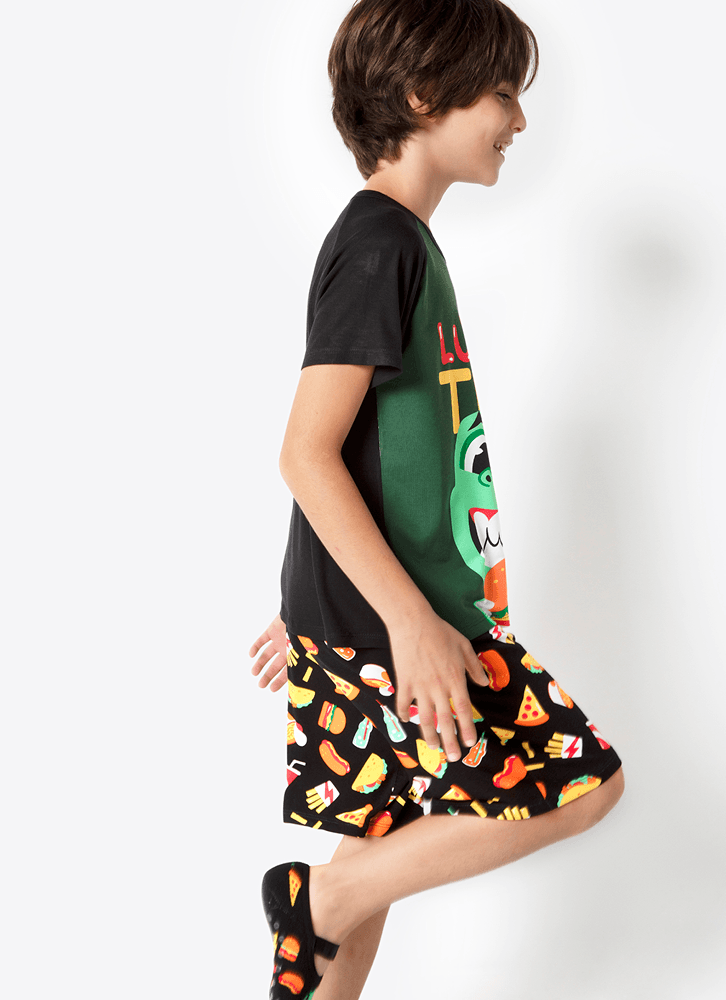 Pijama-Manga-Curta-Menino-Viscolycra-Dino-Food