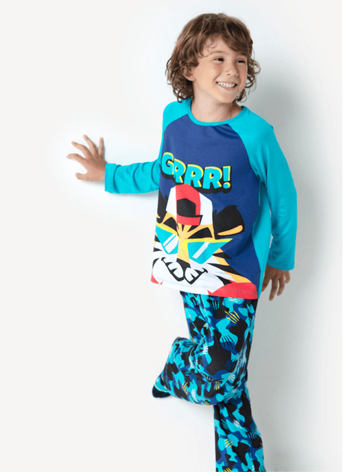 Pijama Manga Longa Viscose Menino Tigre