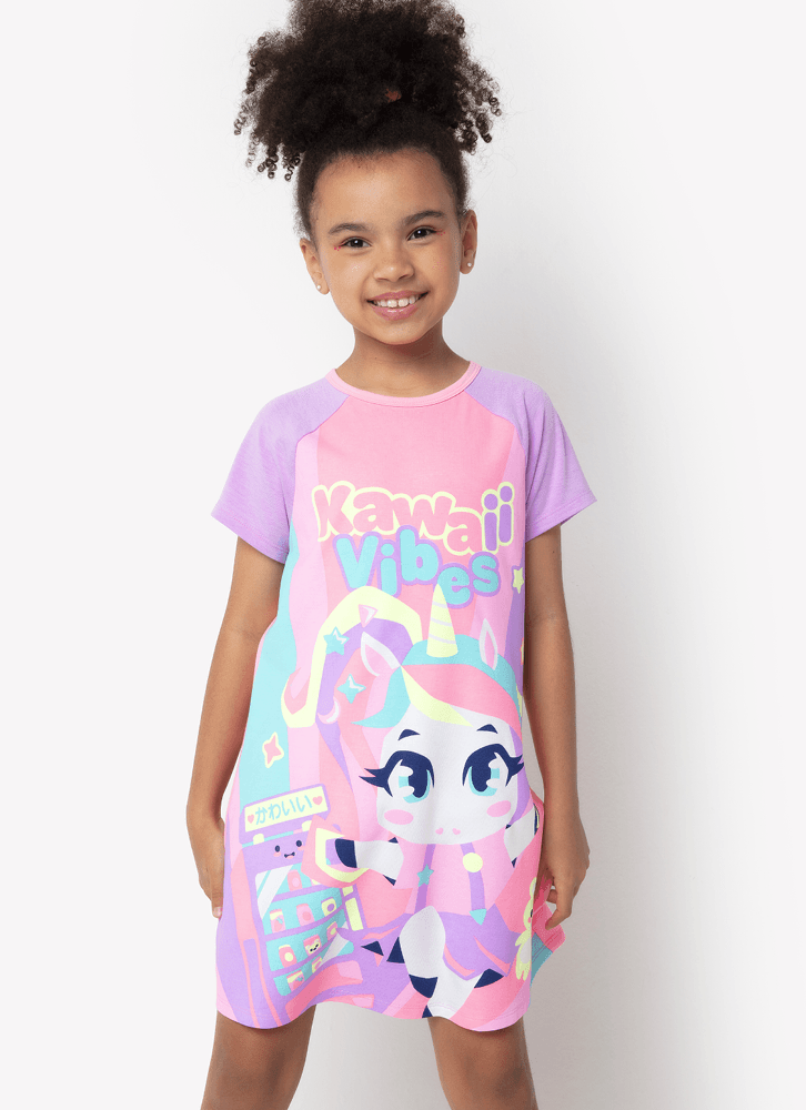 Camisola-Manga-Curta-Viscolycra-Menina-Teen-Unicornio-Kawaii