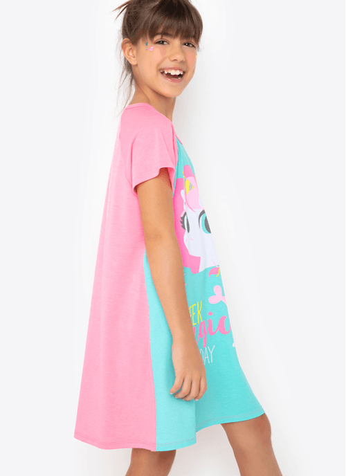 Camisola Manga Curta Viscolycra Menina Unicórnio