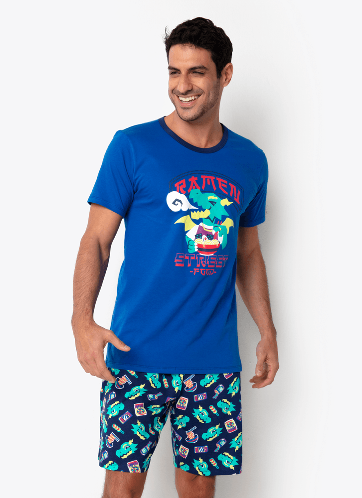 Pijama-Manga-Curta-Masculino-Algodao-Dragao-Street