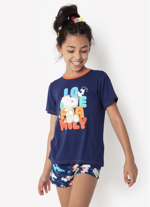 Pijama Manga Curta Viscolycra Menina Snoopy