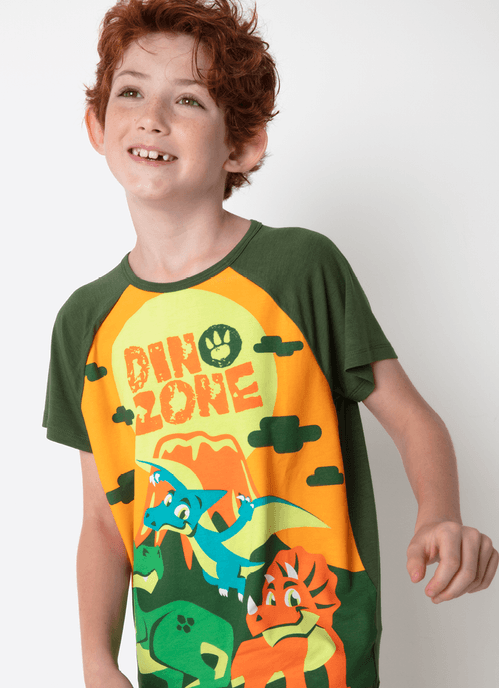 Pijama Manga Curta Viscolycra Menino Teen Dino Trio