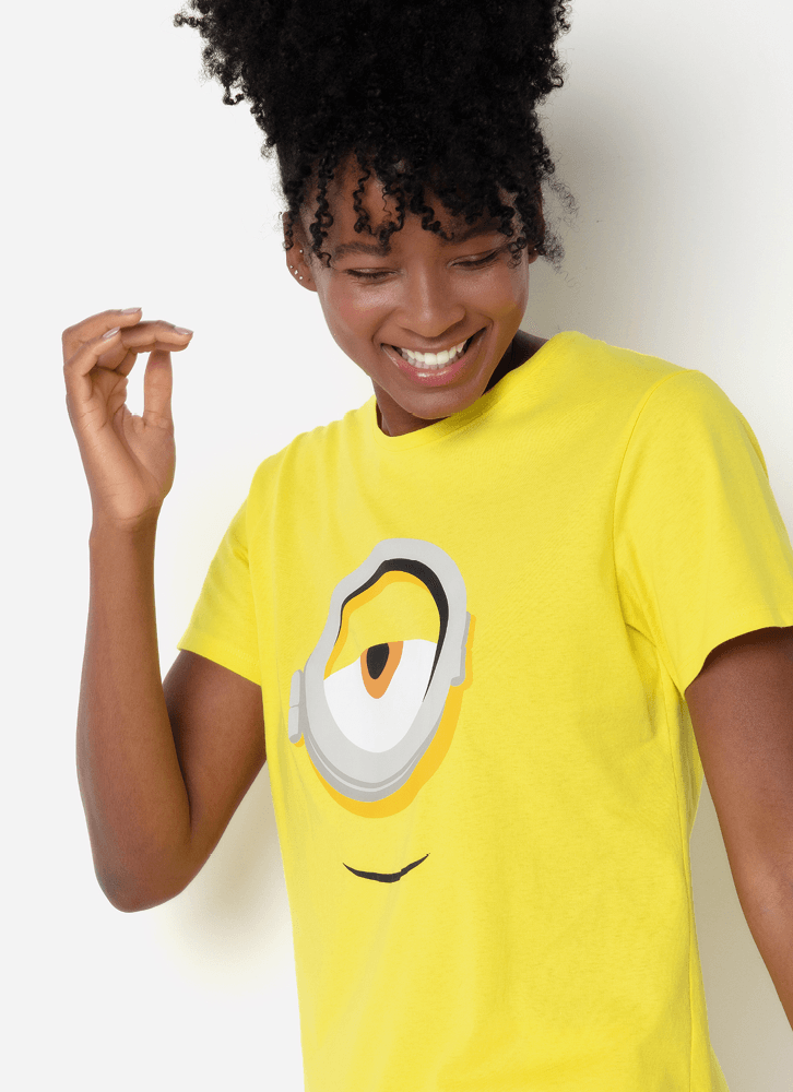 Pijama-Manga-Curta-Algodao-Adulto-Unissex-Minions