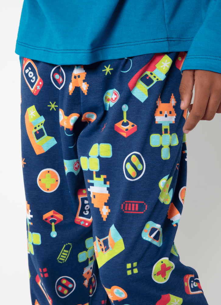 Pijama-Manga-Longa-Algodao-Menino-Teen-Raposa-Gamer