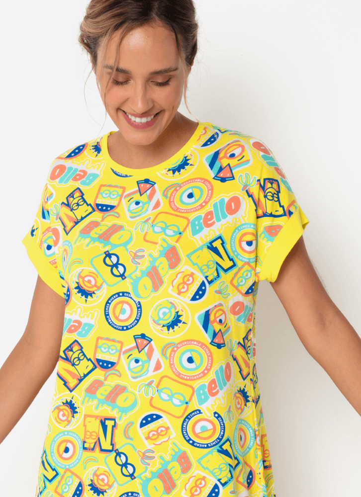 Camisola-Manga-Curta-Viscolycra-Feminina-Minions