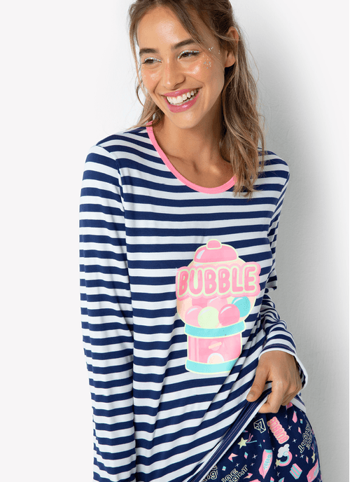 Pijama Manga Longa Feminino Viscolycra Premium Unicórnio Shine