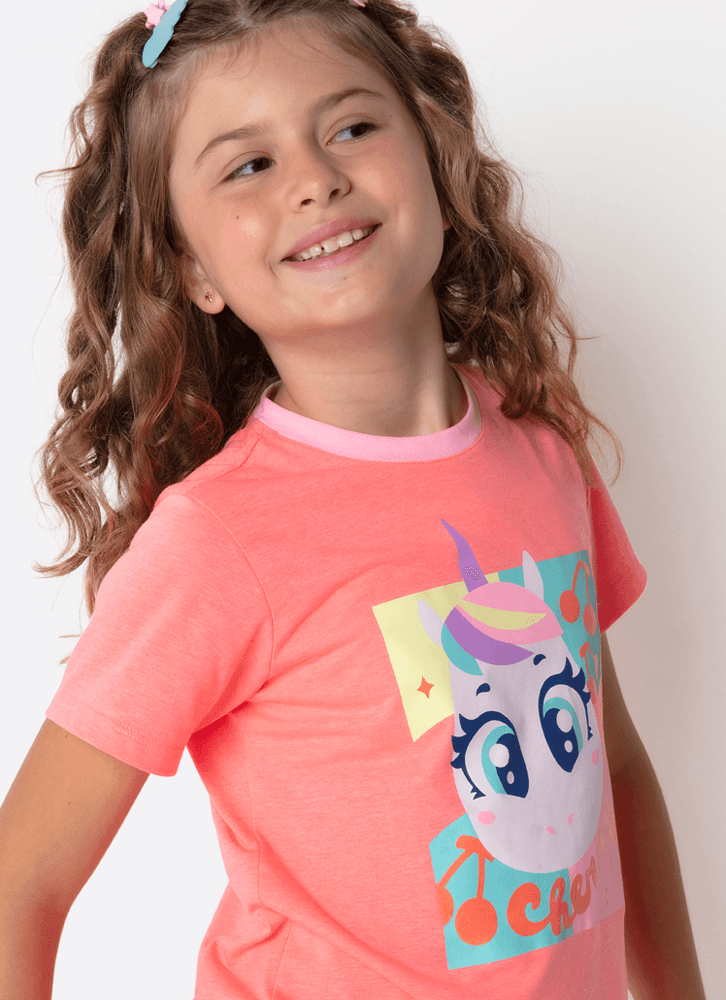 Pijama-Manga-Curta-Algodao-Menina-Teen-Unicornio-Cherry