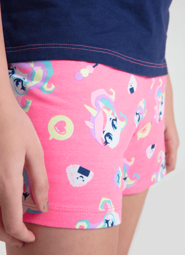 Pijama-Manga-Curta-Algodao-Menina-Teen-Unicornio-Kawaii