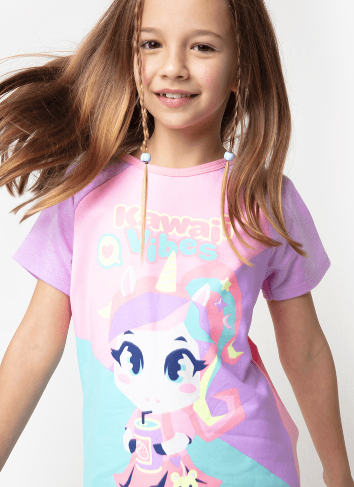 Pijama-Manga-Curta-Viscolycra-Menina-Unicornio-Kawaii