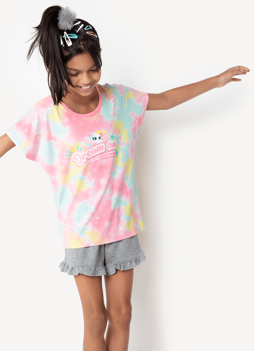Pijama Manga Curta Viscolycra Menina Unicórnio Love
