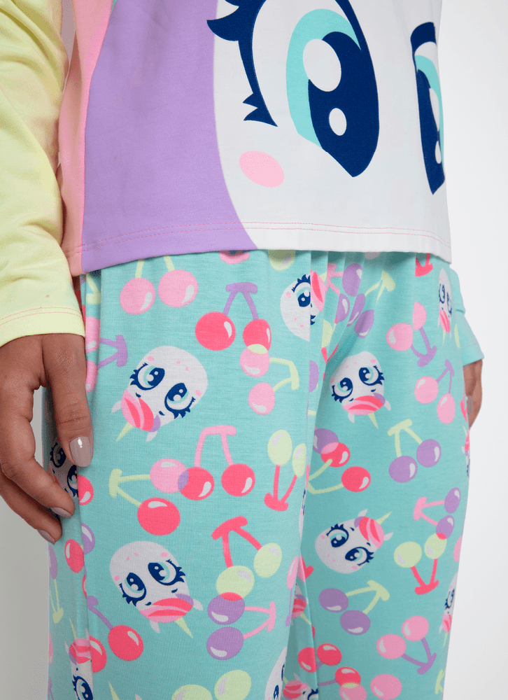 Pijama-Manga-Longa-Viscolycra-Feminino-Unicornio-Cherry