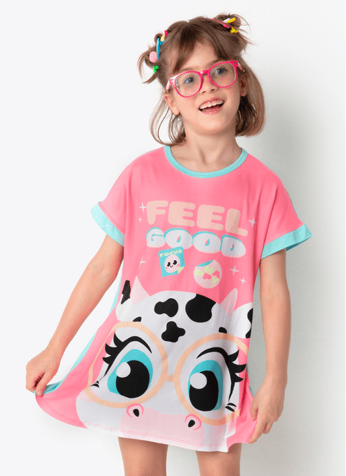 Camisola Manga Curta Viscolycra Menina Vaca Colorful