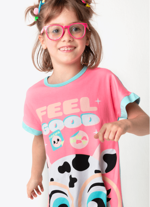 Camisola Manga Curta Viscolycra Menina Vaca Colorful