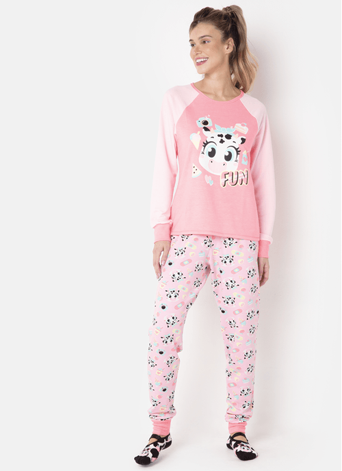 Pijama Manga Longa Feminino Ultra Visco Vaca