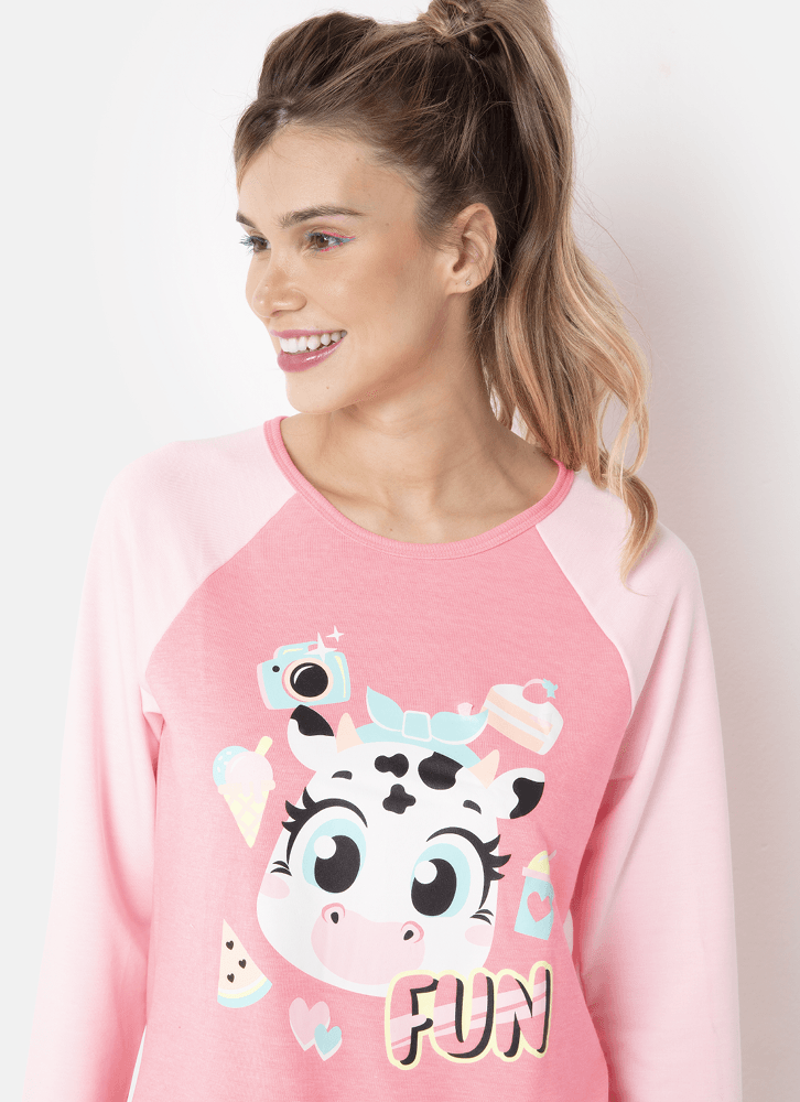 Pijama-Manga-Longa-Feminino-Ultra-Visco-Vaca