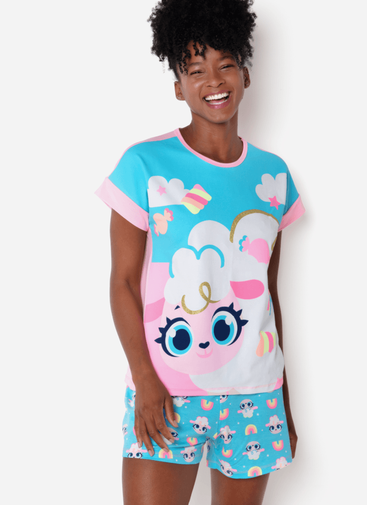 Pijama-Manga-Curta-Viscolycra-Feminino-Ovelha