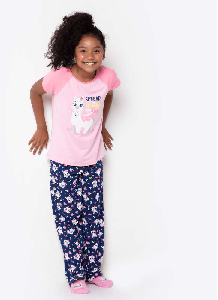 Pijama-Longo-Manga-Curta-Menina-Teen-Viscolycra-Lhama-Secret