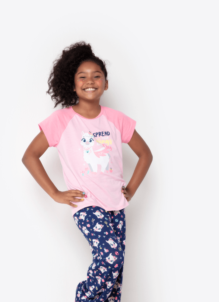 Pijama-Longo-Manga-Curta-Menina-Teen-Viscolycra-Lhama-Secret