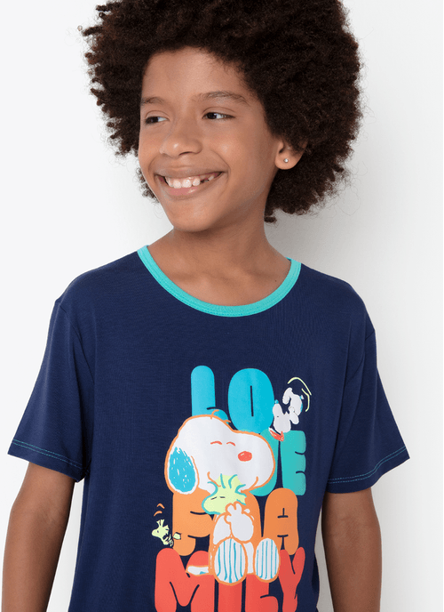 Pijama Manga Curta Viscolycra Menino Teen Snoopy