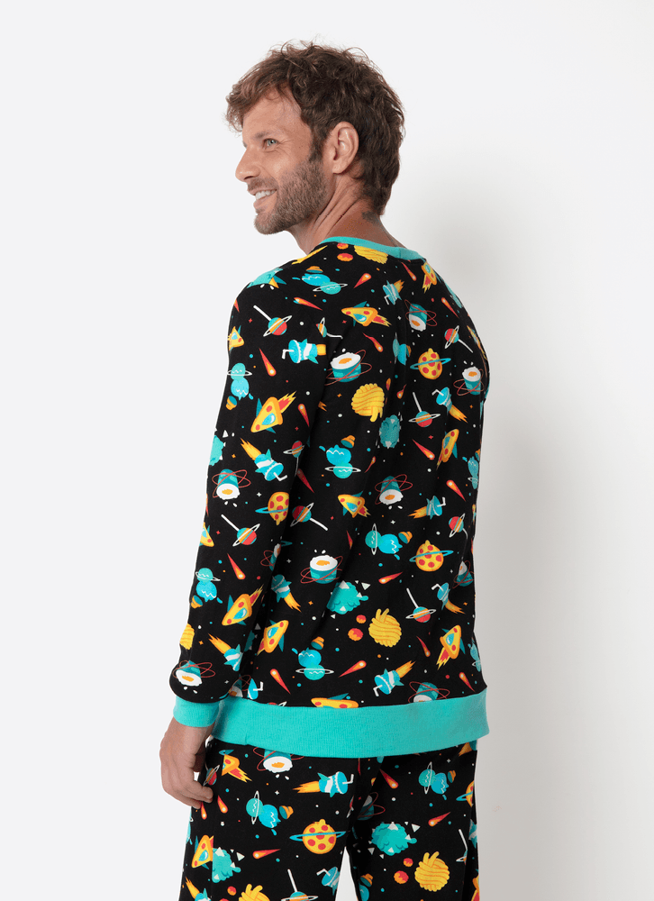 Pijama-Manga-Longa-Ultra-Visco-Unissex-Space-Food