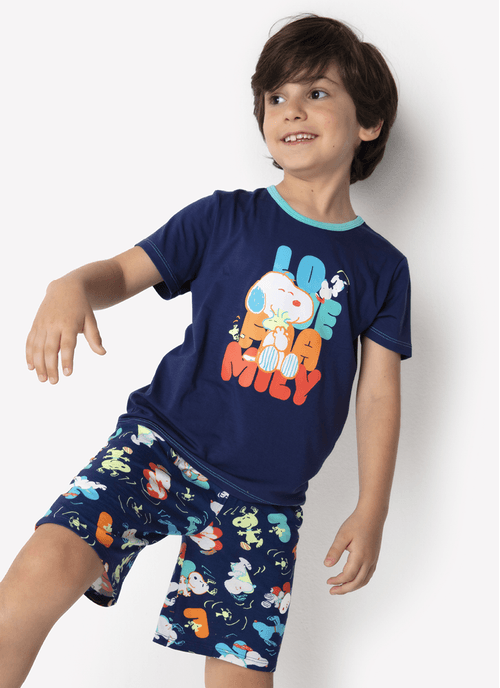 Pijama Manga Curta Viscolycra Menino Snoopy