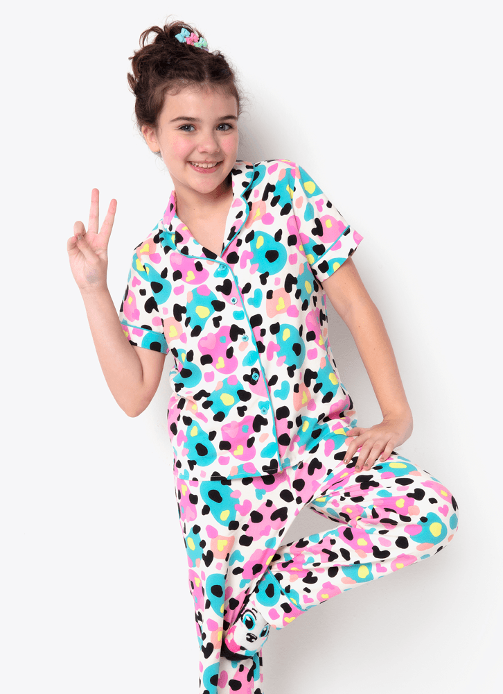 Pijama-Longo-Manga-Curta-Menina-Teen-Dalmata-Donuts