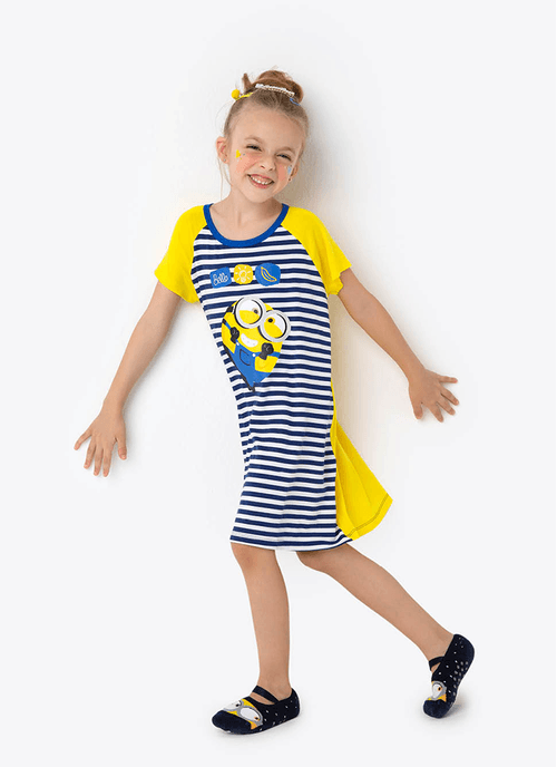 Camisola Manga Curta Viscolycra Infantil Minions