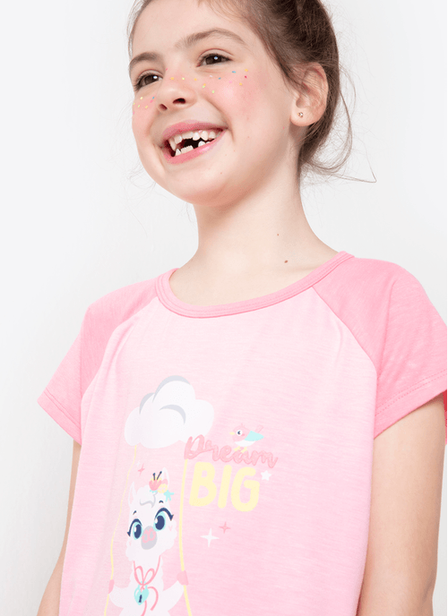 Pijama Manga Curta Menina Viscolycra Lhama Secret