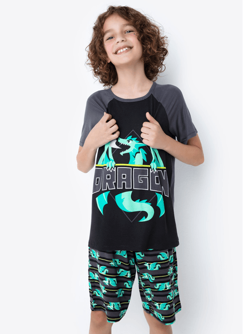 Pijama Curto Viscolycra Teen Dragão